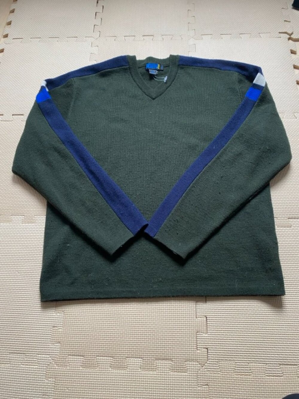 Vintage J.Crew Sport Wool V-Neck Sweater Olive Green M
